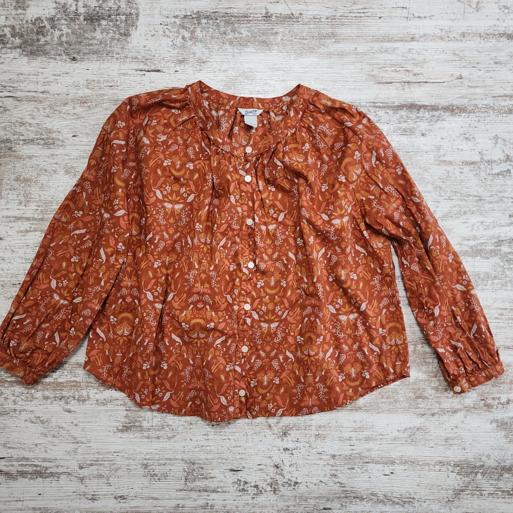 Duluth Trading Co Orange Blouse Top